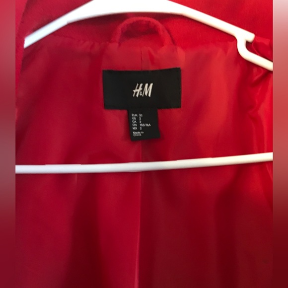 H&M Red Pea Coat with Classic Collar and Long Sleeves - Picture 4 of 7